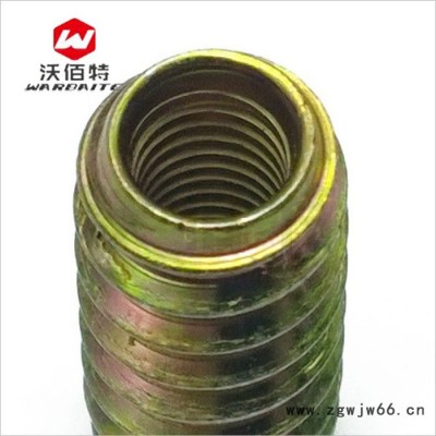 国标镀彩锌 铁内外牙直通螺母 家具链接螺母 无内六角 M6 M8