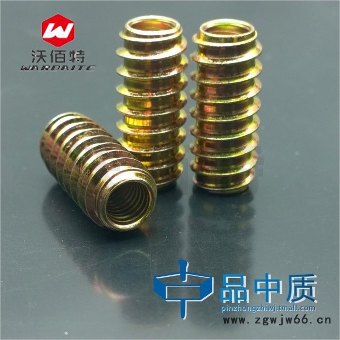 国标镀彩锌 铁内外牙直通螺母 家具链接螺母 无内六角 M6 M8图2