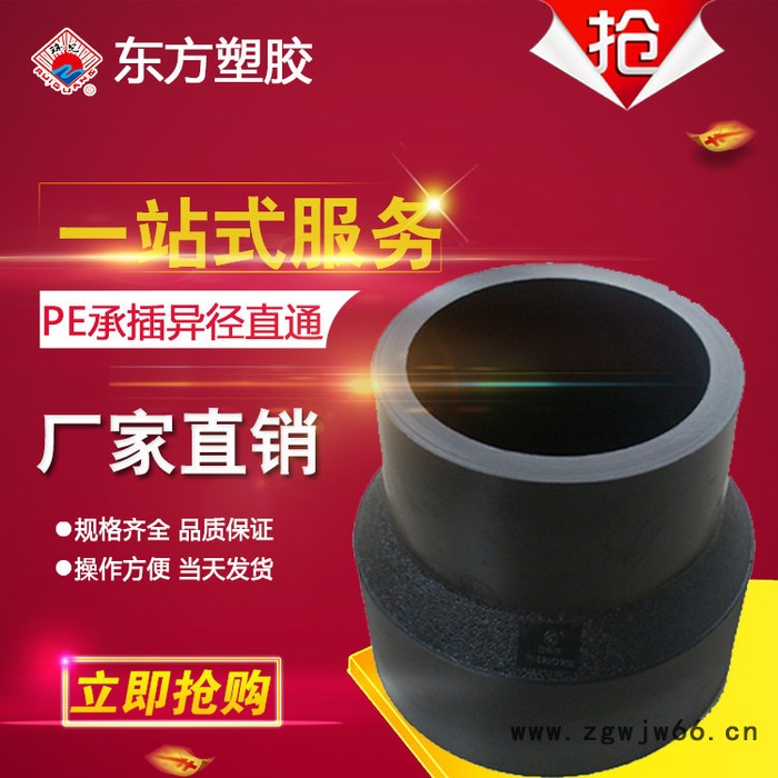 承插式PE异径管 对接式HDPE大小头 pe异径直通生产厂家量大从优