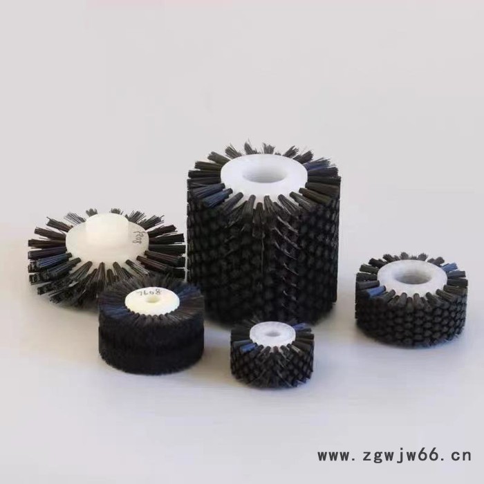 逆风工业尼龙毛刷轮 圆形清洗抛光刷 空心圆盘刷 工业滚筒刷 带杆小滚轮刷 机械设备精整刷图6