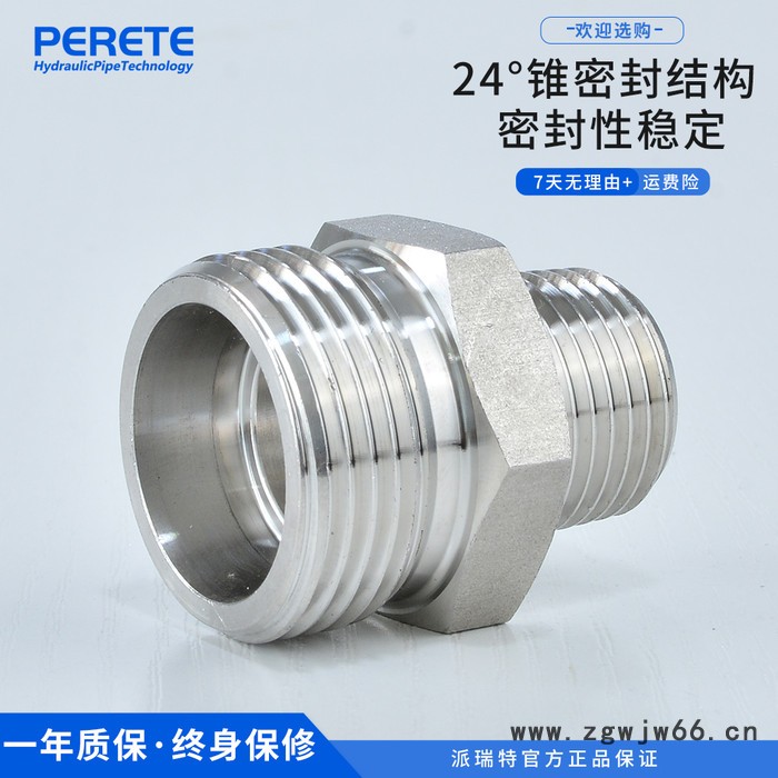 派瑞特1CT 1DT不锈钢布锥管外螺纹卡套接头 高压油管胶管端直通接头图2