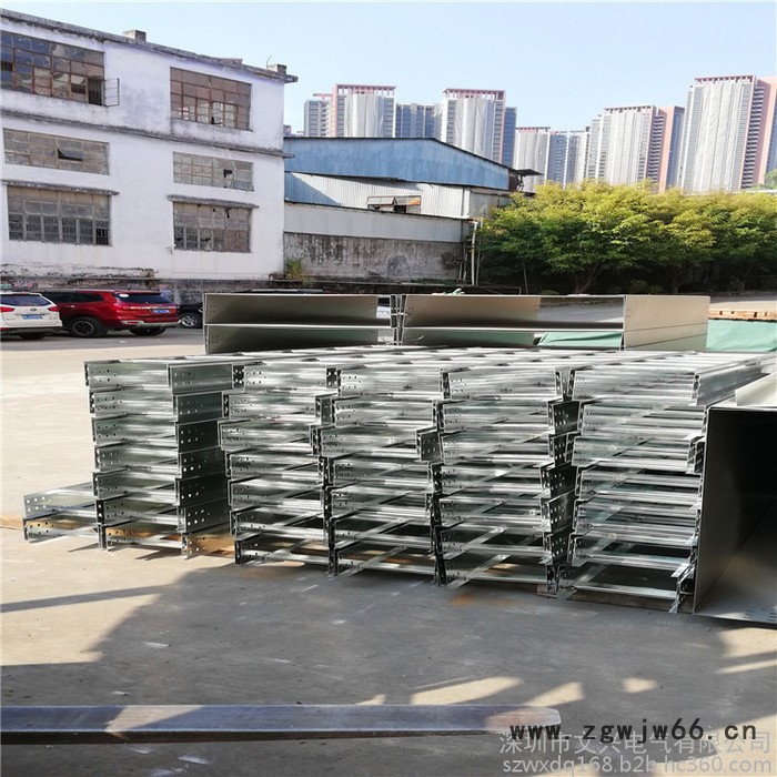 铝合金机房走线桥架 金属梯形线槽批发 100*100 梯式电缆桥架接片红兴梯式镀锌桥架400*200*1.5梯形直通桥架图2