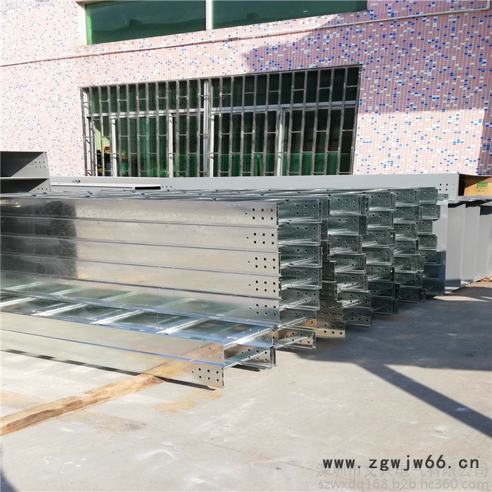 铝合金机房走线桥架 金属梯形线槽批发 100*100 梯式电缆桥架接片红兴梯式镀锌桥架400*200*1.5梯形直通桥架图4