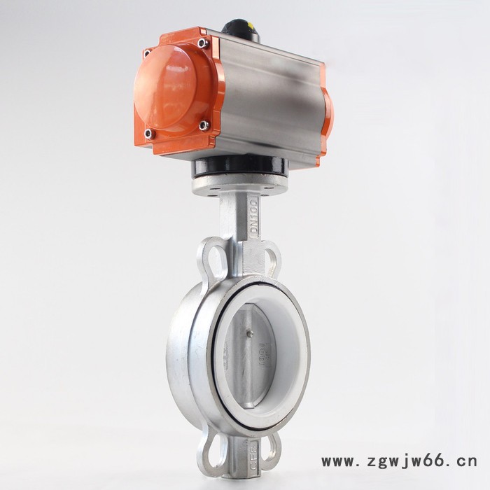 JRVAL/江瑞D671F-10K气动尼龙四氟覆盖无销蝶阀 直通对夹不锈钢气动蝶阀图6