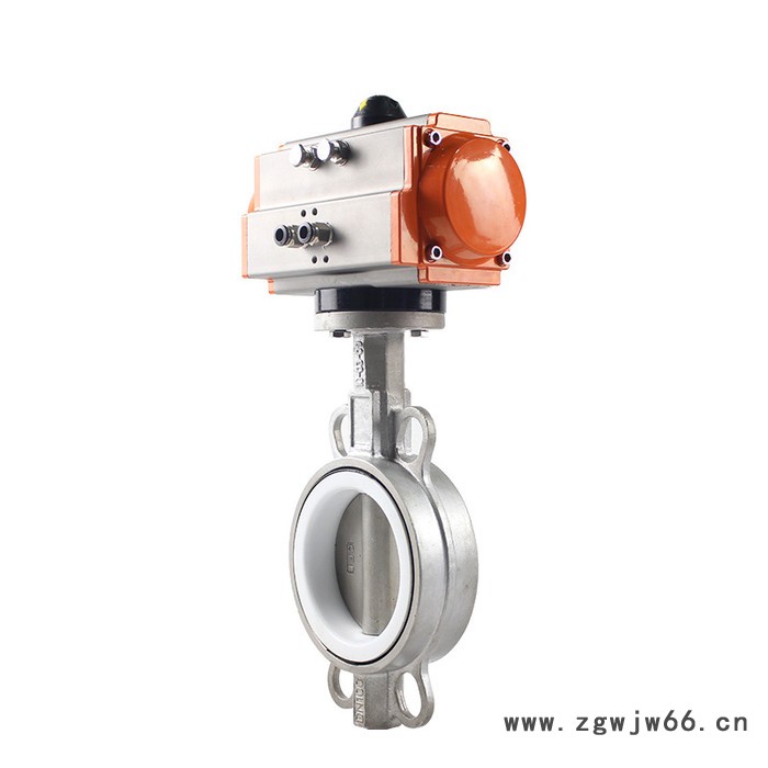 JRVAL/江瑞D671F-10K气动尼龙四氟覆盖无销蝶阀 直通对夹不锈钢气动蝶阀图3