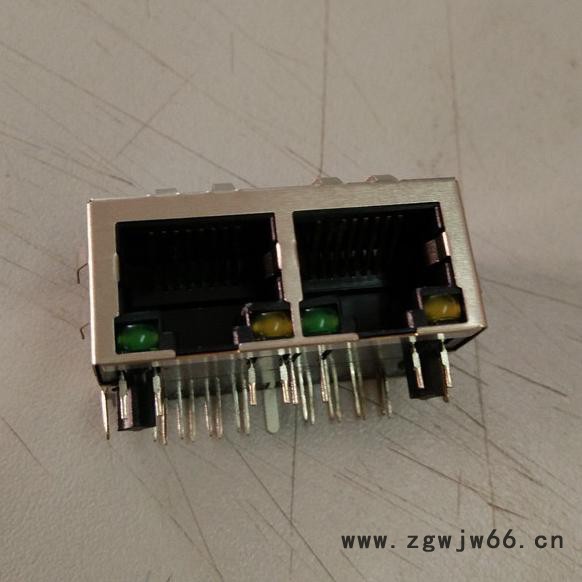 供应兴伸展电子RJ45插座网络连接器/RJ45水晶头PCB插座/直通线路扁针1X2带弹带灯极性反向系列图3