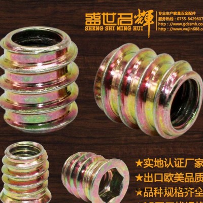 促 直销 M10多规格 沉头铁螺母 铁内外牙 直通内外牙 家