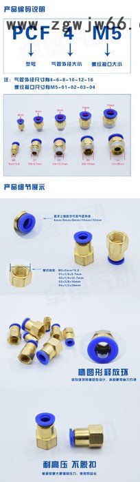 东泽气动科技 DPCF内螺纹直通 PCF4-M5 PCF4-01 PCF4-02   气动快插接头图3