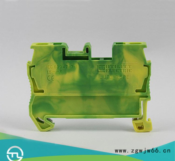 JUT3-1.5PE接地弹簧轨道式端子 快速接线直通型弹簧端