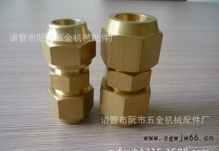 黄铜卡套接头，黄铜双卡套接头，黄铜直通卡套式接头图3