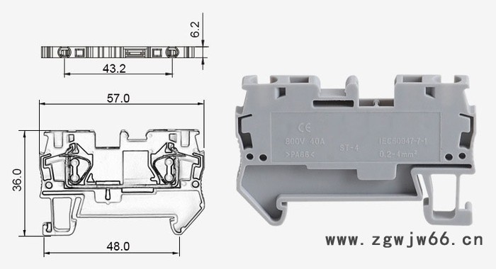**ST4回拉式弹簧接线端子，ST4直通式弹簧端子批发，ST4笼式弹簧端子价格图3