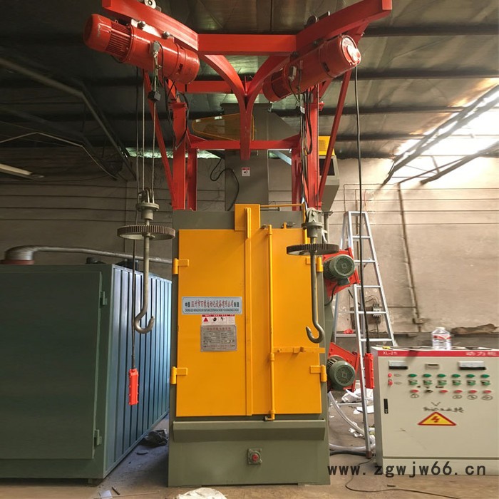 无气喷砂机温州百缘BYQ372吊钩式抛丸机 双吊钩抛丸清理机质保一年图4