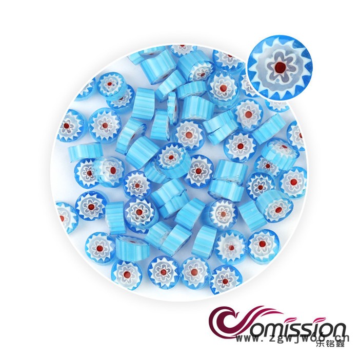 曼德1707006-6-2DIY工具 吊钩五金100克装蓝底白太阳花图案热熔玻璃切块手工制作小饰品工具材料图6