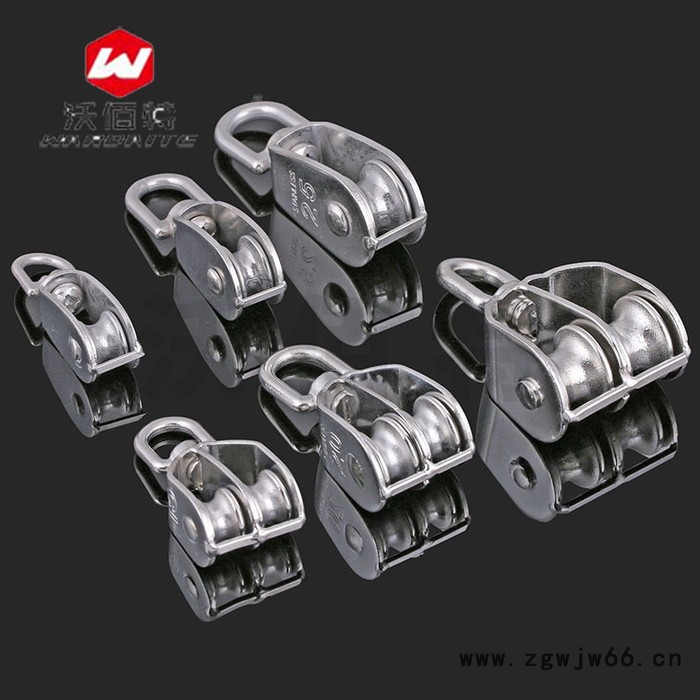 定滑轮组不锈钢 万向转钢丝绳滑轮u槽轮滑轮吊钩省力单双滑轮起重图2