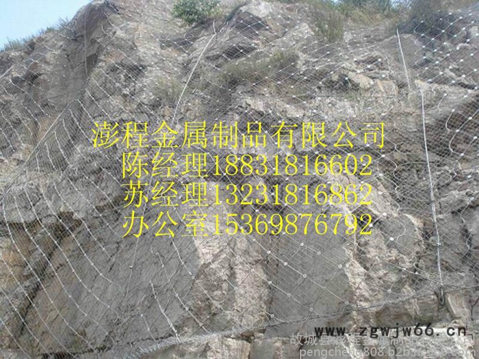 被动环形网系统的钢柱及拉锚绳安装   /主动柔性防护网/柔性主动防护网