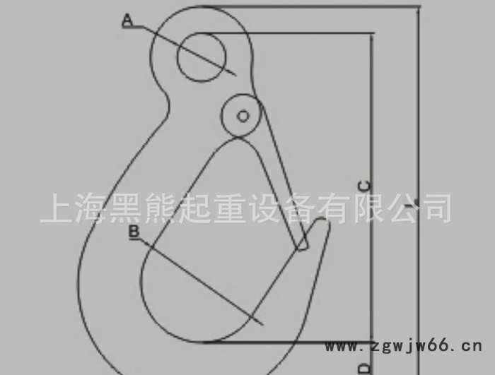 5000磅、7000磅环眼大开口吊钩宽嘴钩吊钩大开口钩锻造合金钢材质图3
