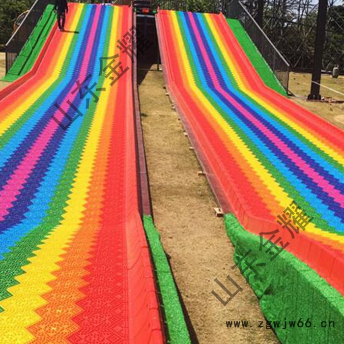高密度聚乙烯旱雪板 滚珠彩虹滑梯摩擦力小 夏季户外游乐设备 七色彩虹滑道图5