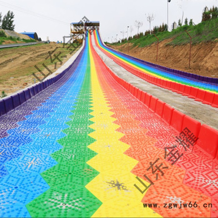 高密度聚乙烯旱雪板 滚珠彩虹滑梯摩擦力小 夏季户外游乐设备 七色彩虹滑道图6