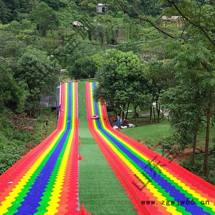高密度聚乙烯旱雪板 滚珠彩虹滑梯摩擦力小 夏季户外游乐设备 七色彩虹滑道图3