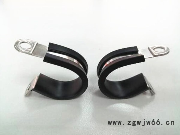 镀锌连胶条卡箍 带胶条橡胶卡箍减震管夹R型固定夹 汽车电缆卡箍图5