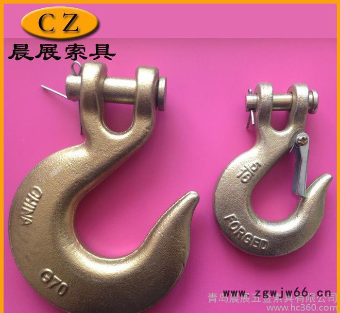 青岛索具羊角滑钩 环眼吊钩 高强度吊钩 美式不带舌片货钩图2