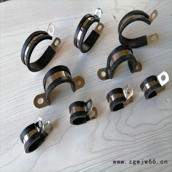 R型不锈钢/铁镀锌包胶EPDM橡胶线卡Φ30波纹管管卡排线固定扣连胶条卡箍大量供应图2