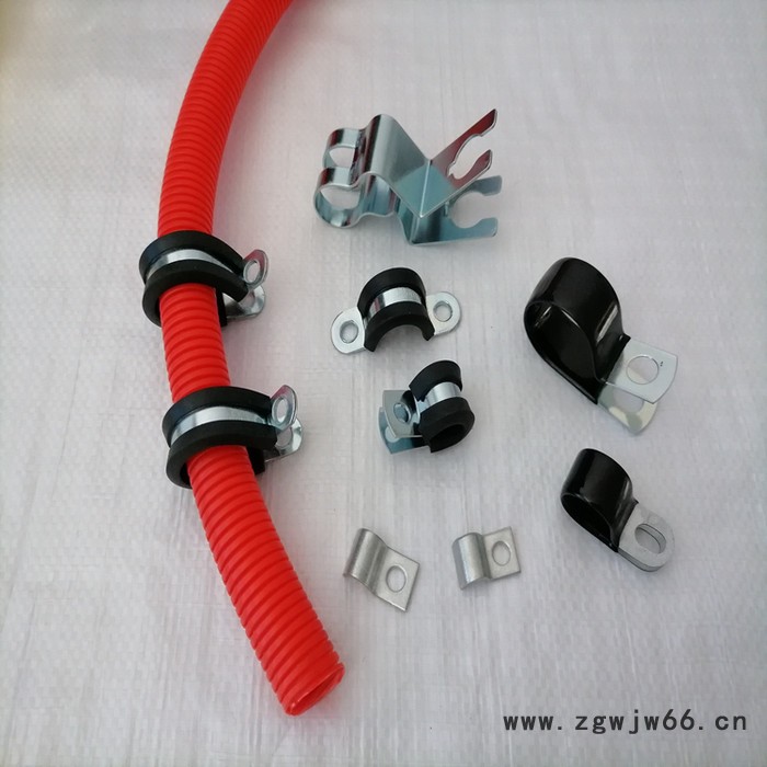 R型不锈钢/铁镀锌包胶EPDM橡胶线卡Φ30波纹管管卡排线固定扣连胶条卡箍大量供应图3