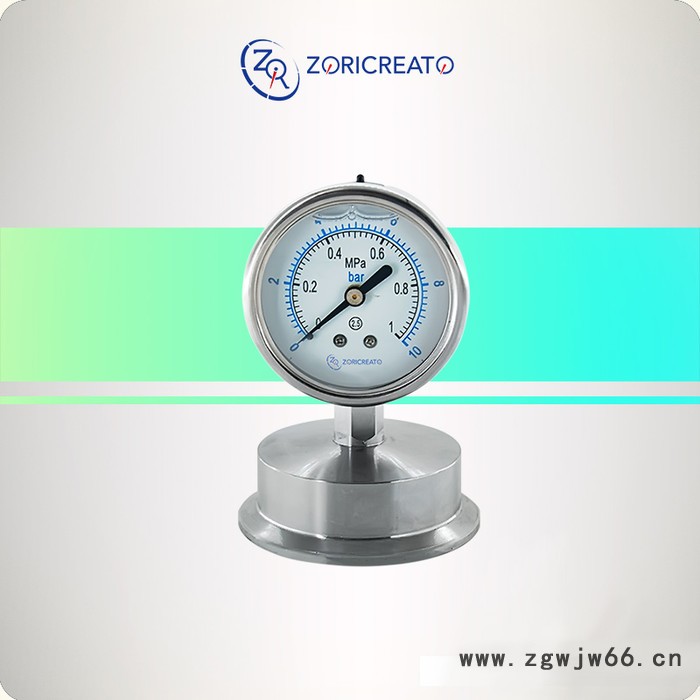 ZORICREATO/卓然天工 PTNP-63HF6 卡箍式隔膜压力表 卫生型隔膜真空压力表图2