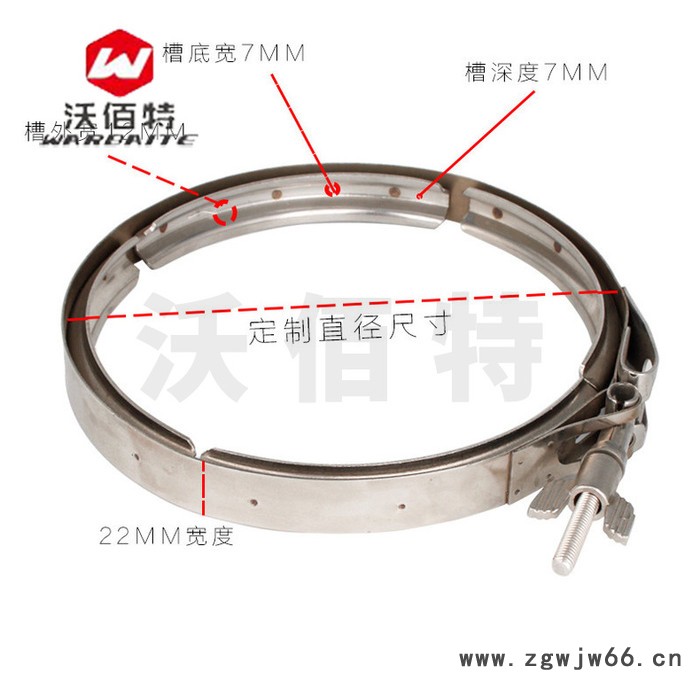 304不锈钢 双备卡箍V型槽固定排气管快速管卡抱箍沟槽双倍紧固管箍图4