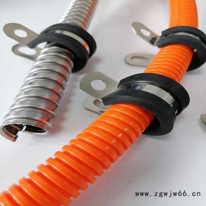 无锡线缆软管紧固夹，金属包胶R型抱箍，双层单边固定卡箍供应图4