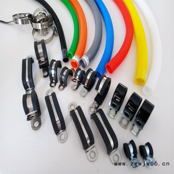 无锡线缆软管紧固夹，金属包胶R型抱箍，双层单边固定卡箍供应图2