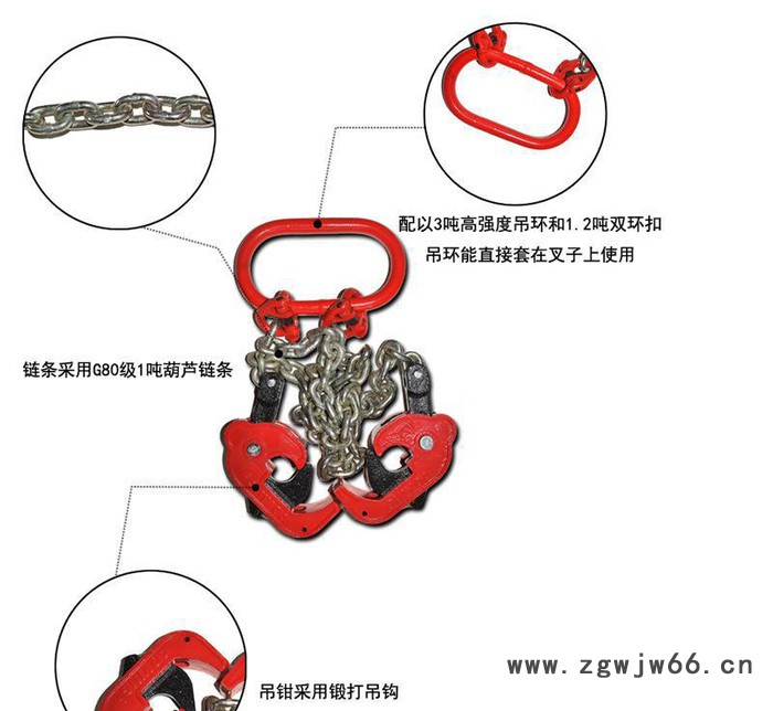 油桶吊钳 油桶吊钩夹 链条油桶吊钳双链油桶夹叉车专用油桶吊钳图2