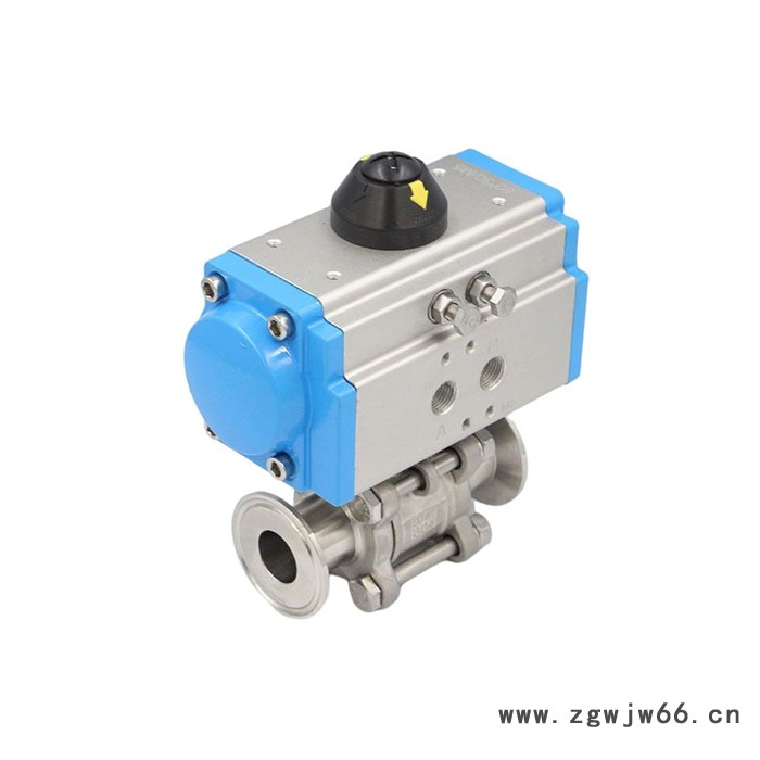 上海海蝶Q681F-16P 气动不锈钢球阀  气动卫生级三片式球阀   快装卡箍式球阀  球阀价格 球阀厂家图2