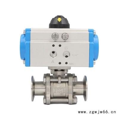 上海海蝶Q681F-16P 气动不锈钢球阀  气动卫生级三片式球阀   快装卡箍式球阀  球阀价格 球阀厂家