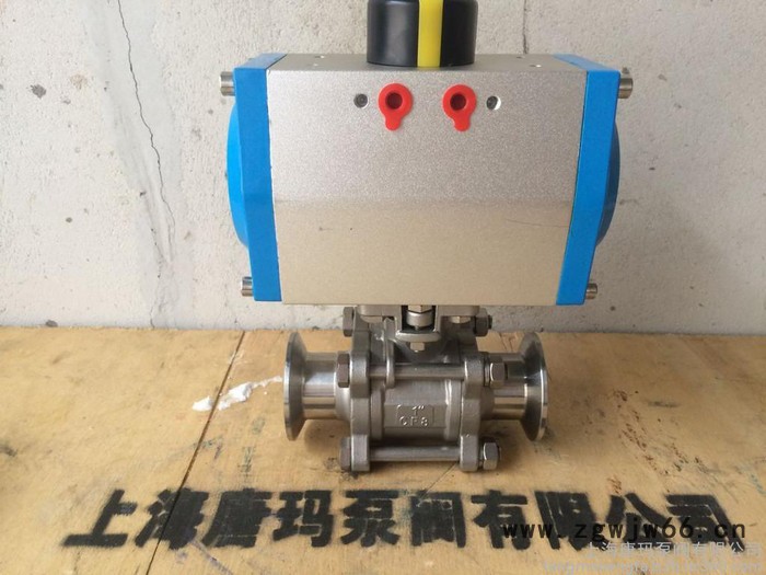 UQ681F-16P DN20三片式U型高平台不锈钢快装气动球阀，卫生级φ25快装气动球阀，φ25卡箍食品级气动球阀