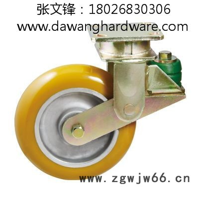 达望82系列固定平底黄色圆顶PU包铝芯防震脚轮滚珠脚轮可伸缩脚轮图2
