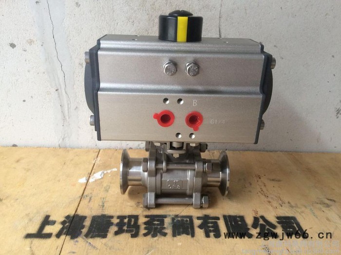 UQ681F-16P DN25三片式U型高平台不锈钢快装气动球阀，卫生级φ32快装气动球阀，φ32卡箍食品级气动球阀图2