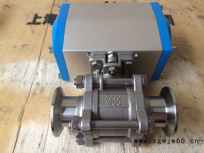 UQ681F-16P DN40三片式U型高平台不锈钢快装气动球阀，卫生级φ51快装气动球阀，φ51卡箍食品级气动球阀图5