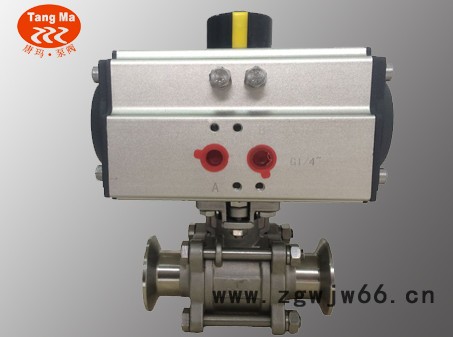 UQ681F-16P DN40三片式U型高平台不锈钢快装气动球阀，卫生级φ51快装气动球阀，φ51卡箍食品级气动球阀图6