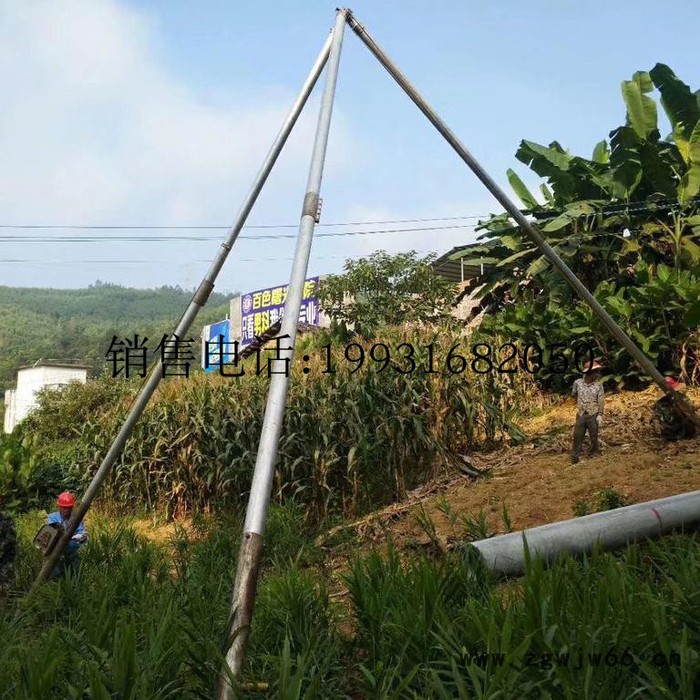 【刻发】铝合金三脚架 8-15米线杆立杆机 抱箍连接加固型三角拔杆 铝合金人字抱杆图2