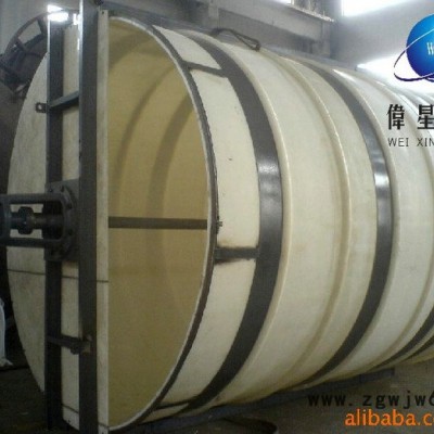 供应伟星储罐产品名称:5立方全塑（PE）锥底搅拌罐 带抱箍 支架 钢结构