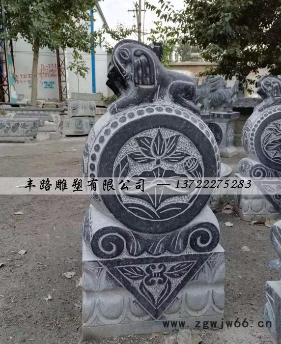 石雕门墩 石头门墩 青石抱箍 石门墩图3