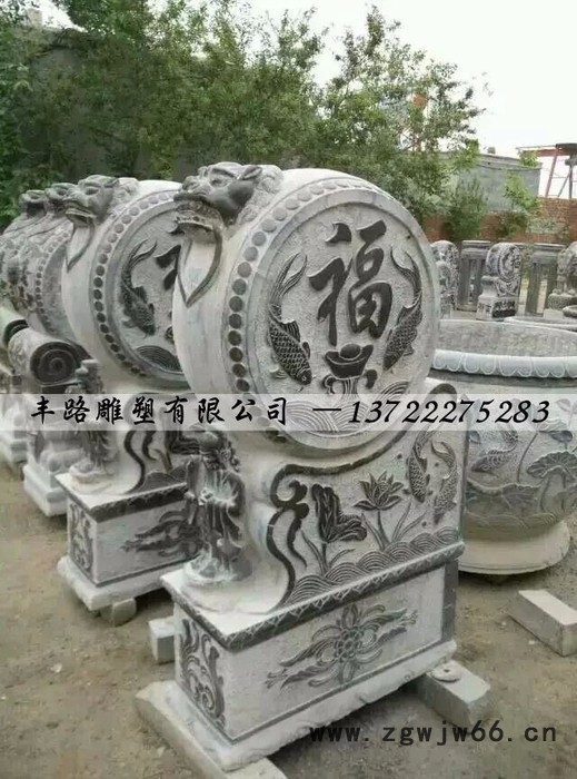 石雕门墩 石头门墩 青石抱箍 石门墩图4