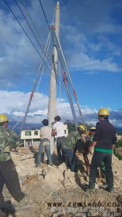 直销10米线杆立杆机 分体抱箍链接三脚架 铝合金三角拔杆抱杆 【吉达】图5