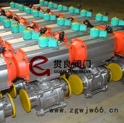 气动三片式卡箍球阀,气动三片式快装球阀图2