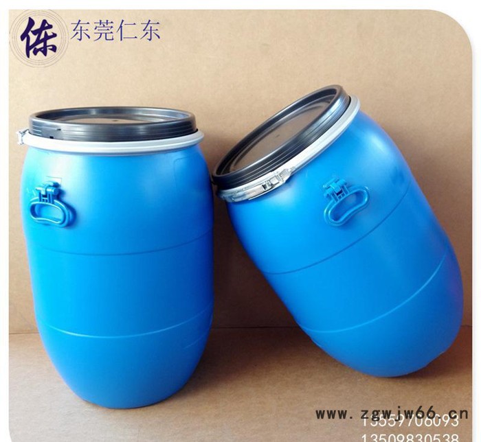 大口桶现货 带铁箍化工桶60l 抱箍桶图3