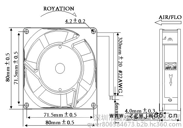 8025轴流风机 80*80*25mm交流风机滚珠轴承散热风扇图2