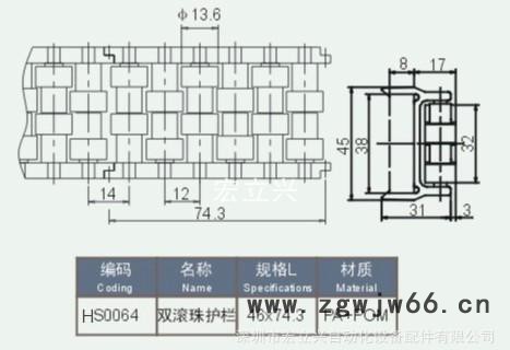 hs0064双排滚珠护栏 深圳输送机械护栏配件 流水线转弯算