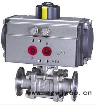 供应新骄Q681F-3PC气动三片式不锈钢卡箍球阀