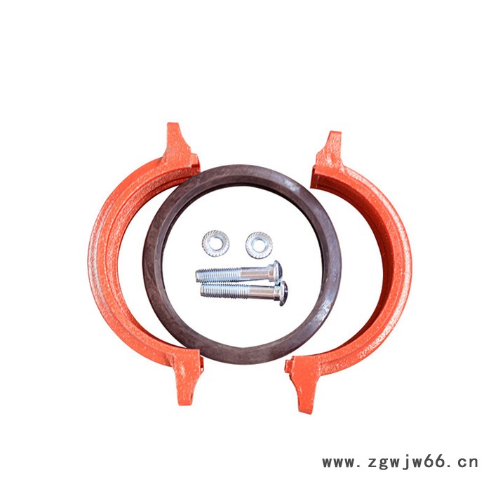 供应红色消防工程沟槽管件卡箍接头 消防水管管卡DN150图3